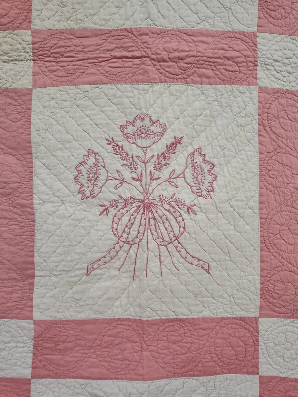 American Hand-Embroidered Floral Bouquet Quilt from auction in Dundee, Ohio — image 32