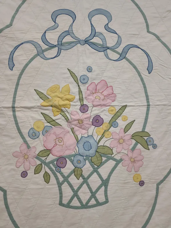 Mid-20th C. Hand-Appliqued Floral Basket Quilt from auction in Dundee, Ohio — image 36