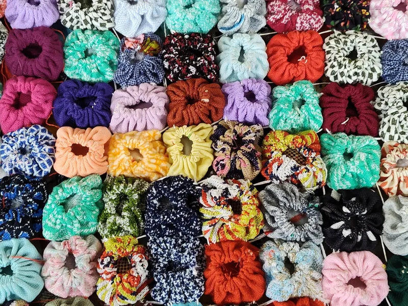 Victoria Campbell Mixed Fabric Yo-Yo Quilt from auction in Dundee, Ohio — image 42