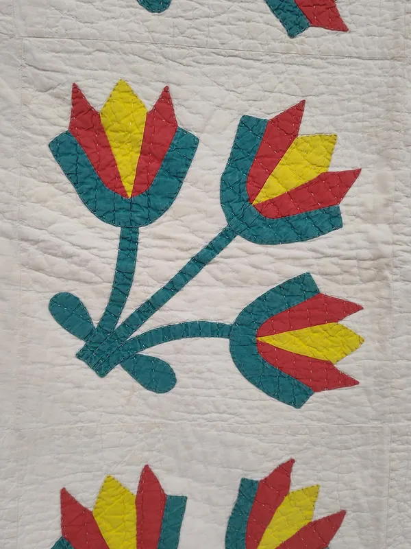 Mid-20th C. American Appliqued Cotton Tulip Quilt from auction in Dundee, Ohio — image 48