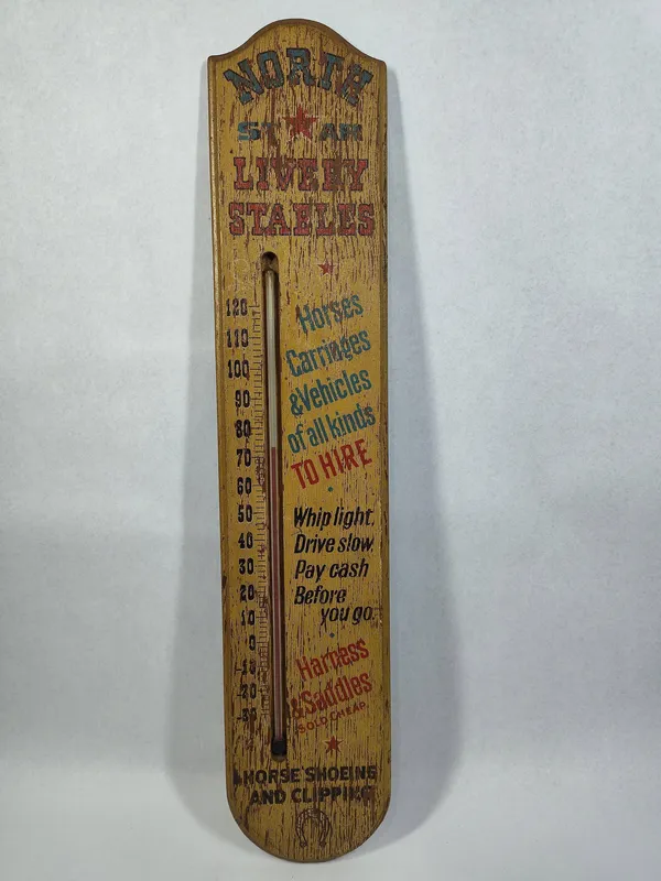North Star Livery Adv. Wood Thermometer from auction in Dundee, Ohio — image 9