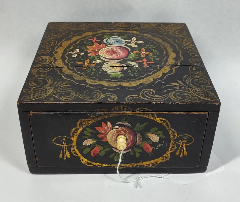 American Folk Art Painted Floral Chest from auction in Dundee, Ohio — image 7