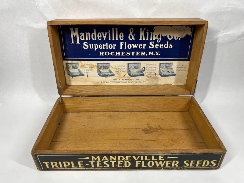 Mandeville & King Flower Seeds Wood Box from auction in Dundee, Ohio — image 13