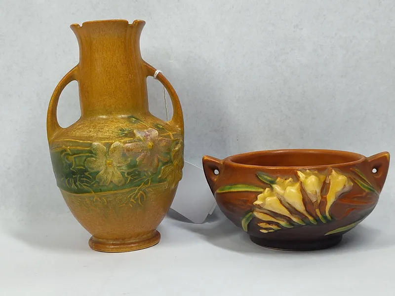 Roseville Freesia & Weller Dogwood Pots from auction in Dundee, Ohio — image 45
