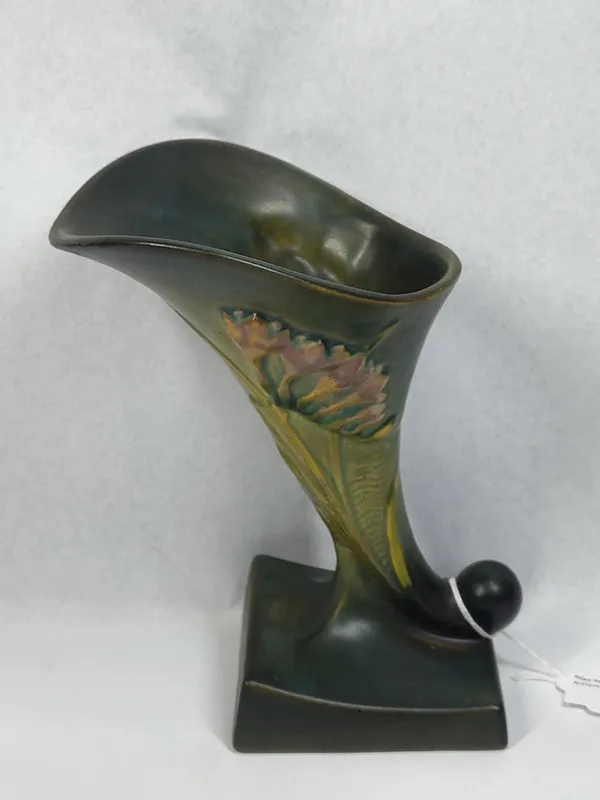 Roseville Freesia Cornucopia Vase 198-8 from auction in Dundee, Ohio — image 46