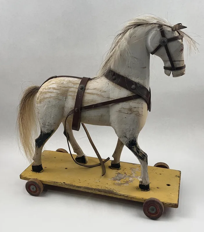Antique Carved Wood Pull-Along Horse from auction in Dundee, Ohio — image 3