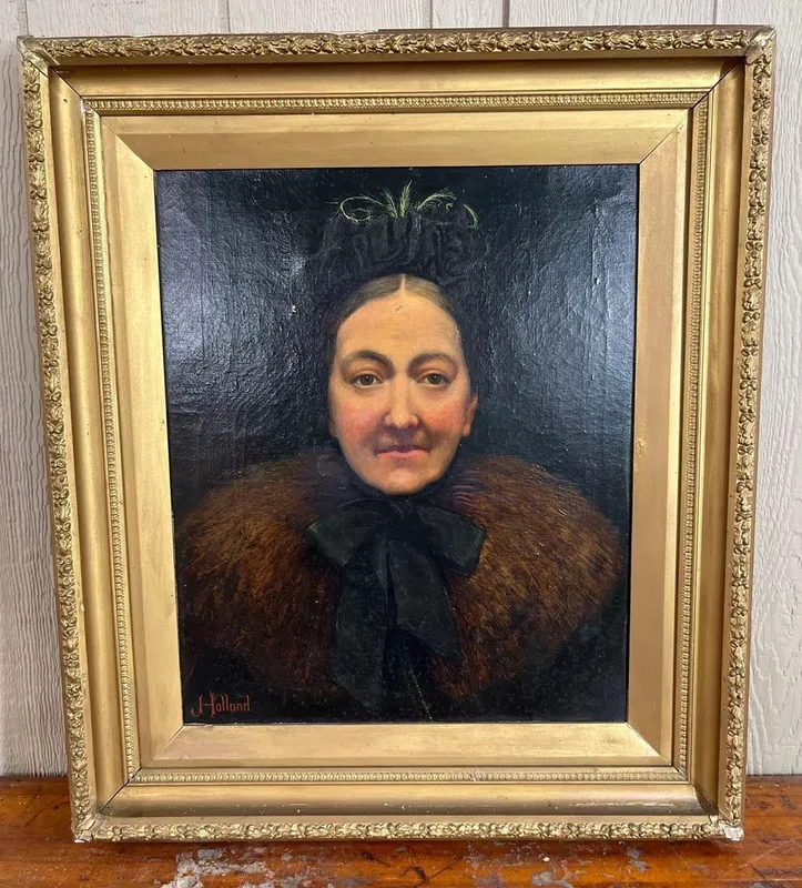 J. Holland, Fur Stole Portrait, 19th C from auction in Dundee, Ohio — image 24