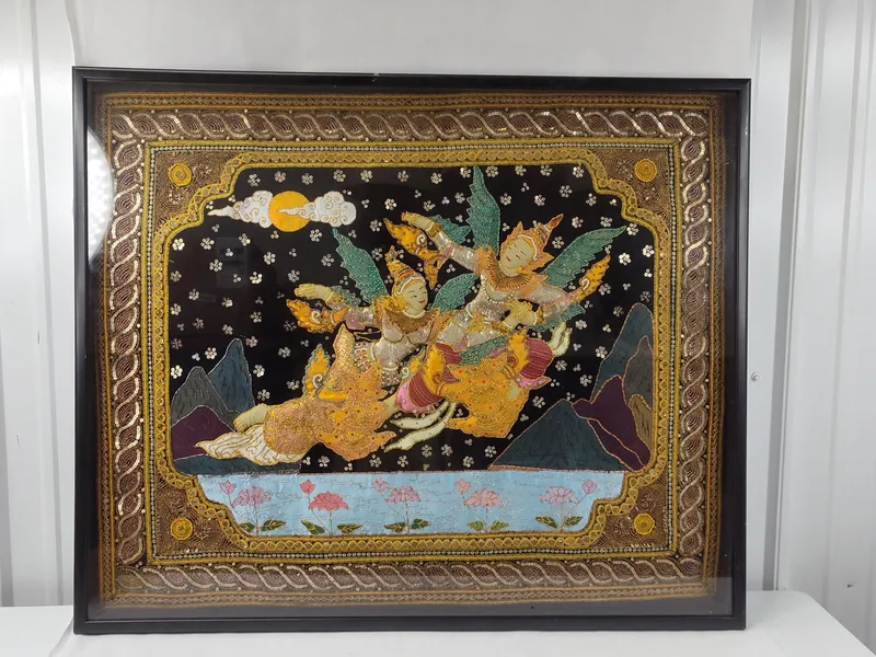 Burmese Kalaga Tapestry, Kinnara from auction in Dundee, Ohio — image 14