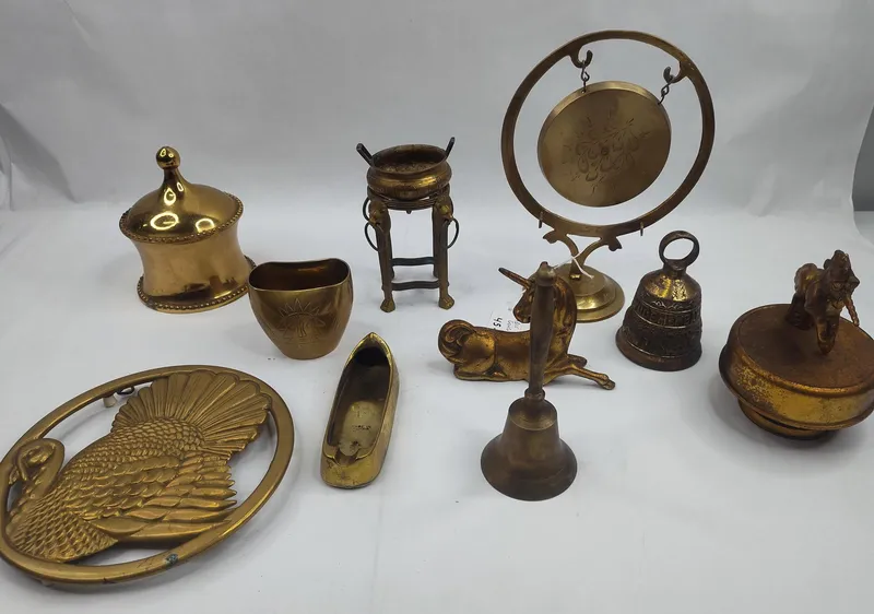 Coll. Brass Metalware w/ Table Gong from auction in Dundee, Ohio — image 16