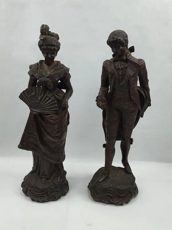 Pair Spelter Courtly Figures, 18th C from auction in Dundee, Ohio — image 23