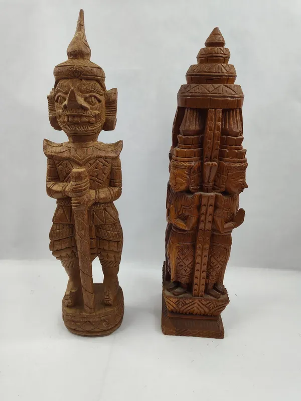 Pair Carved Wood SE Asian Figures from auction in Dundee, Ohio — image 22