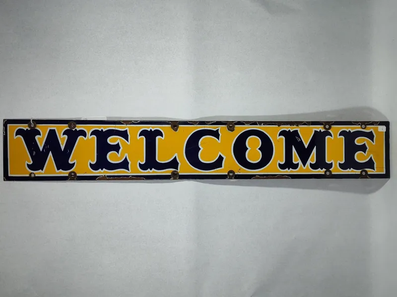 Porcelain Enamel Welcome Sign from auction in Dundee, Ohio — image 16