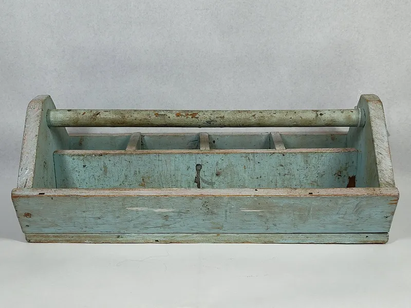 Weathered Blue Divided Tool Caddy from auction in Dundee, Ohio — image 26