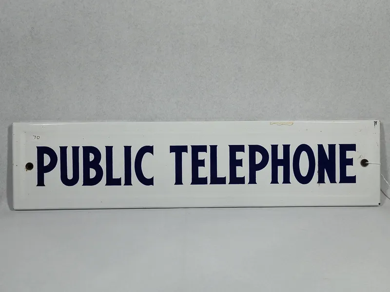 Porc. Enamel Public Telephone Sign from auction in Dundee, Ohio — image 29