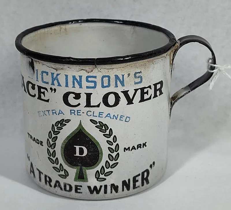 Dickinson's Seed Advertising Enamel Mug from auction in Dundee, Ohio — image 34