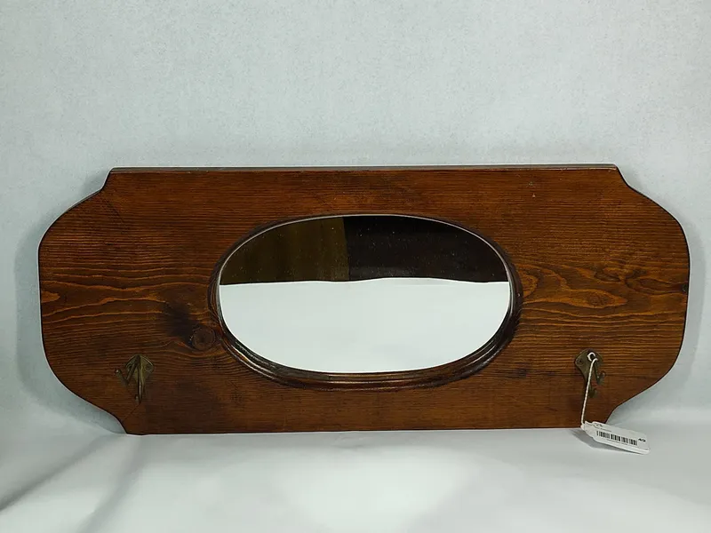 Mid-C. Rustic Wood Hall Mirror w/ Hooks from auction in Dundee, Ohio — image 48