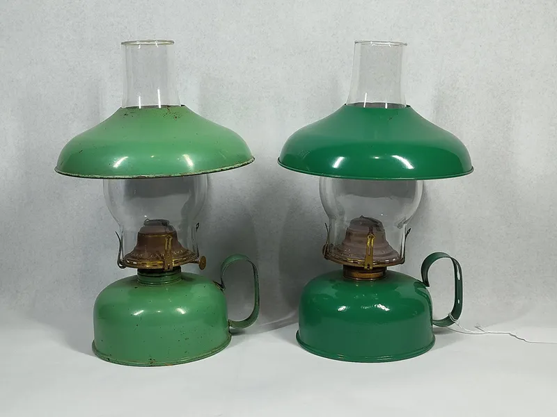 Pair Enameled Queen Anne Oil Lamps from auction in Dundee, Ohio — image 47
