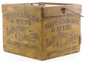 Yellow painted wooden egg crate