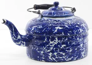 Marbled enamelware large teapot
