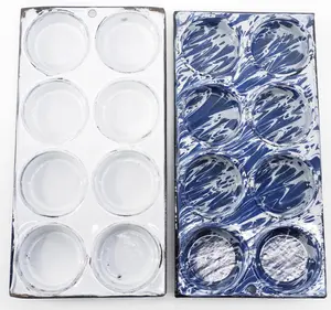(2) Blue marbled enamelware muffin tins