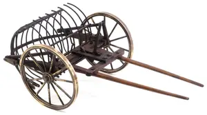 Salesman sample horse-drawn hay dump rake