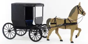 Homemade wooden model horse & buggy