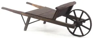 Early wooden child-size wheelbarrow