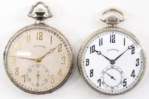 (2) Illinois 17J pocket watches