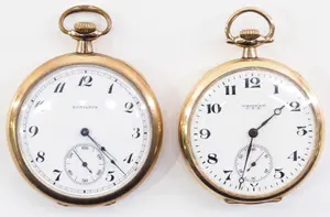 Hamilton 17J and Waltham 17J pocket watches