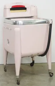 Maytag Model E2L wringer washer in pink