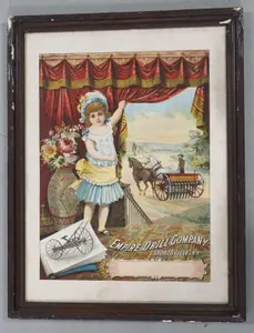 Framed Empire Drill Company paper litho