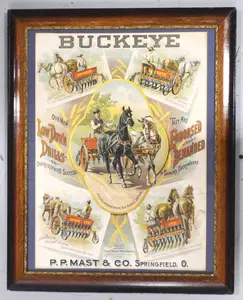Framed Buckeye Drill paper litho