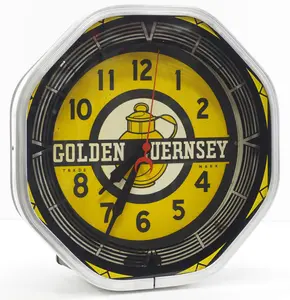 Golden Guernsey neon clock