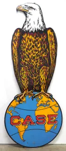 2-pc Case eagle on globe die-cut sign