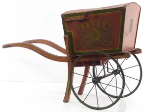 Model wooden bakery vendor push cart