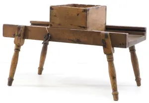 Early wooden table-top vegetable slicer on legs