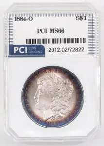 1884-O Morgan silver dollar, MS-66