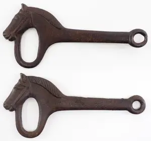 Pair of cast iron horse head barn door latches