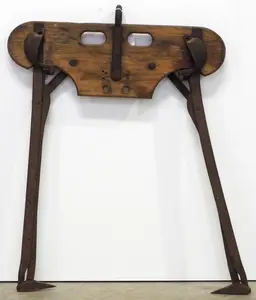 Early wood & iron 2-prong hay fork