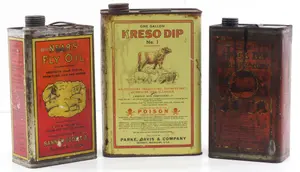 (3) Country store animal product tins