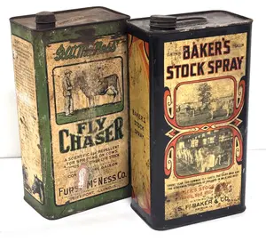 (2) Country store animal product tins