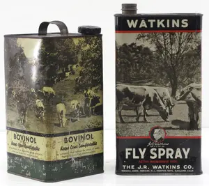 (2) Country store animal product tins