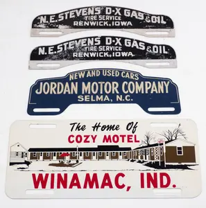 (4) Tin license plate toppers