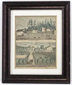Framed print of two farms in Dover Twp, MI