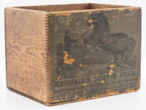 Kendall's Spavin Cure wooden shipping box