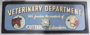 Cutter Laboratories Vet. Dept sign