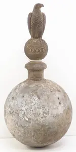Case Eagle cast iron finial on cement ball