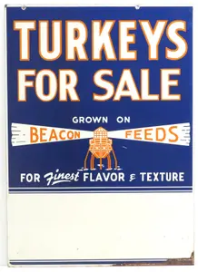 Beacon Feeds "Turkeys For Sale" dealer sign