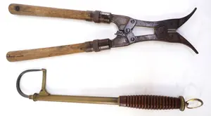 WWII wire cutters & brass fishing gaff
