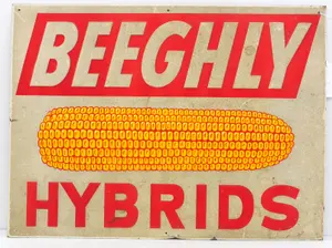 Beeghly Hybrids seed corn reflective sign